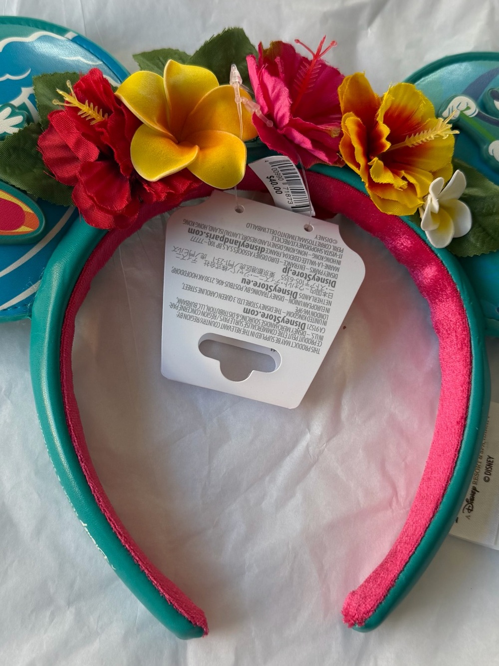 Disney Teal & Pink Tropical Flower Ears Headband